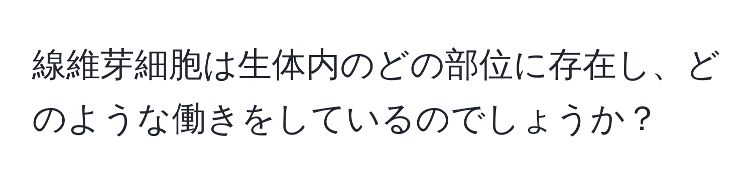 線維芽細胞は生体内のどの部位に存在し、どのような働きをしているのでしょうか？