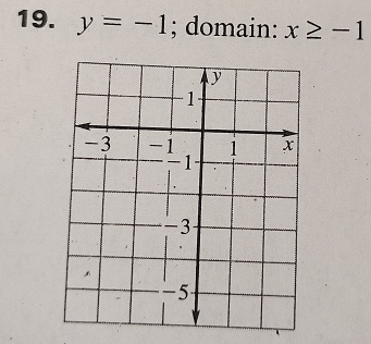 y=-1; domain: x≥ -1