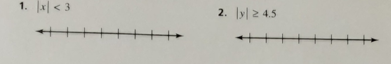 |x|<3</tex> 
2. |y|≥ 4.5