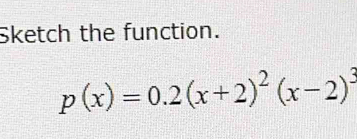 Sketch the function.
p(x)=0.2(x+2)^2(x-2)^3