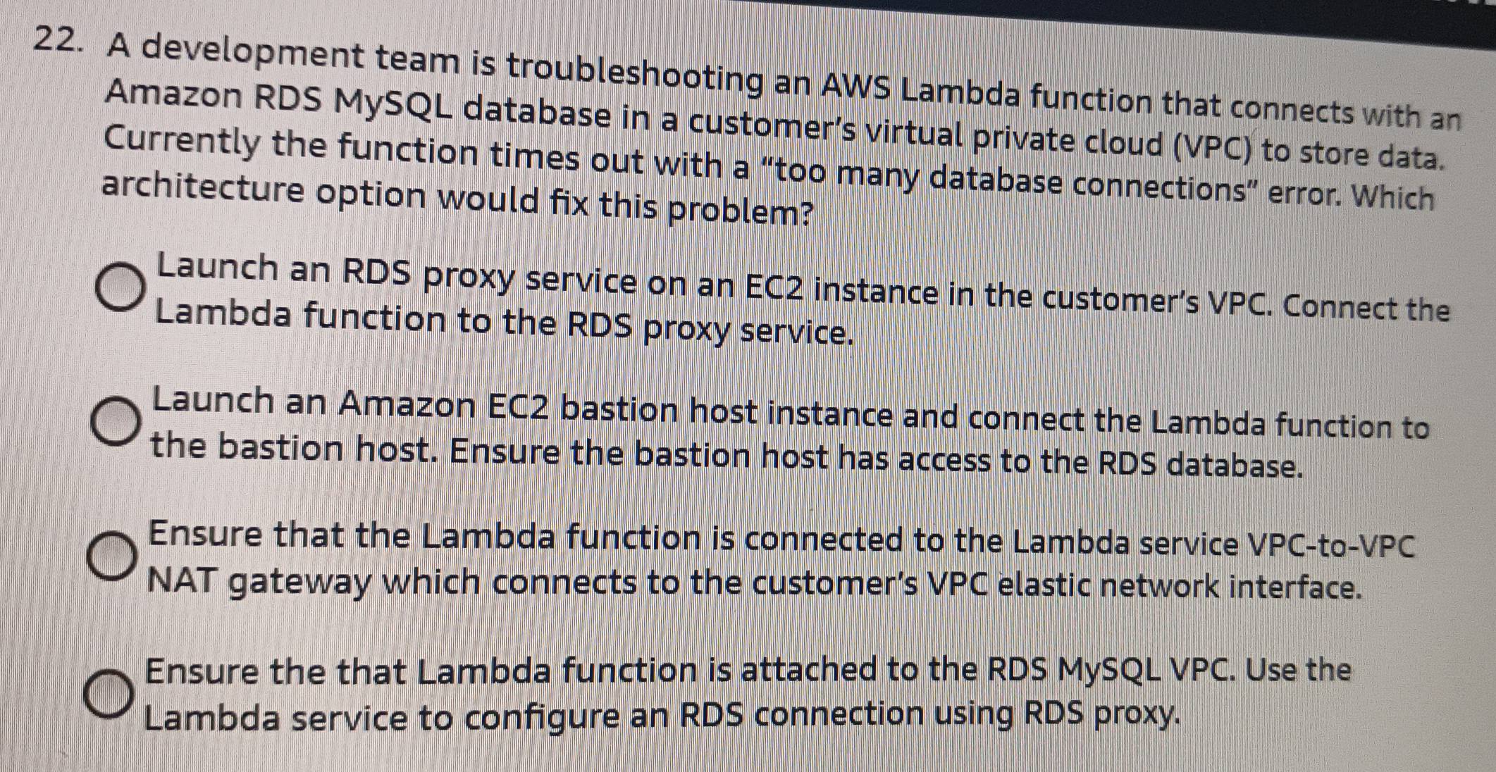 Solved: A development team is troubleshooting an AWS Lambda function ...