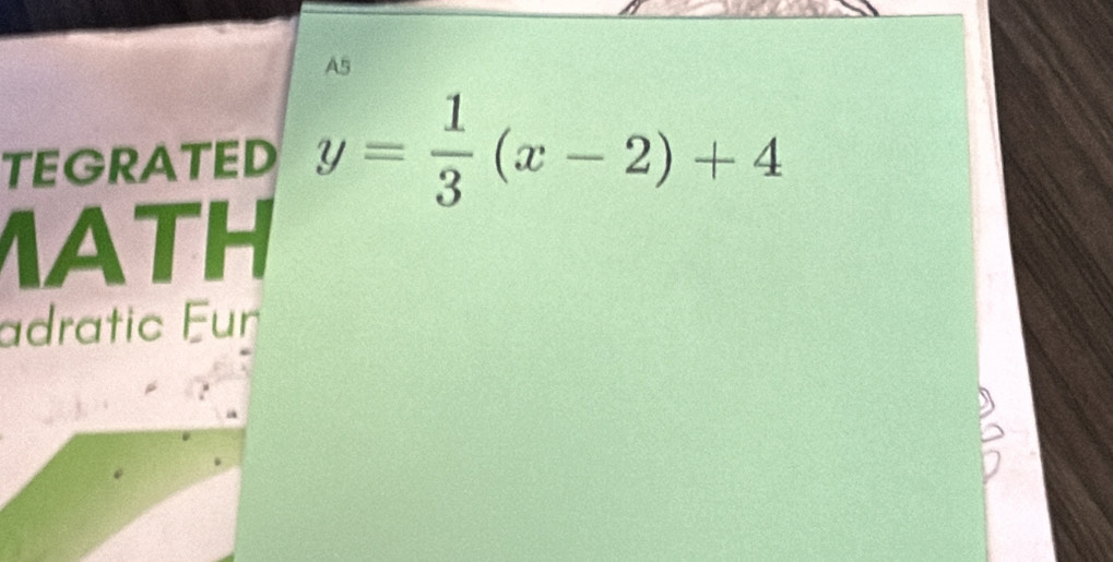 A5 
TEGRATED y= 1/3 (x-2)+4
TH 
adratic Fun