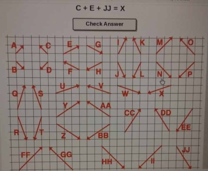 C+E+JJ=X
Check Answer