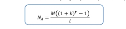 N_A=frac M((1+b)^t-1)i