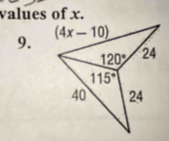 values of x.
9.