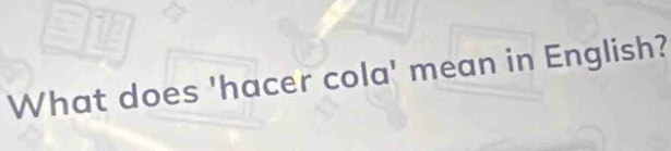 What does 'hacer cola' mean in English?