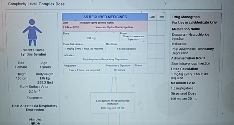 Solved: Complexity Level Complex Dose AS REQUIRED MEDICINES Ouste Tmie ...