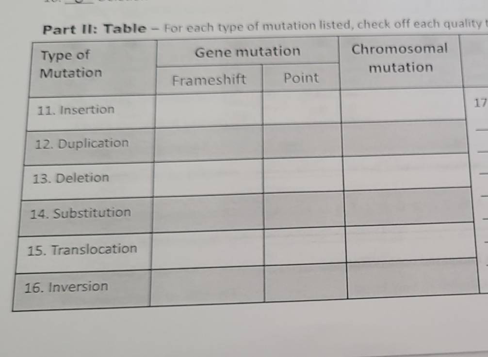 on listed, check off each quality t
17