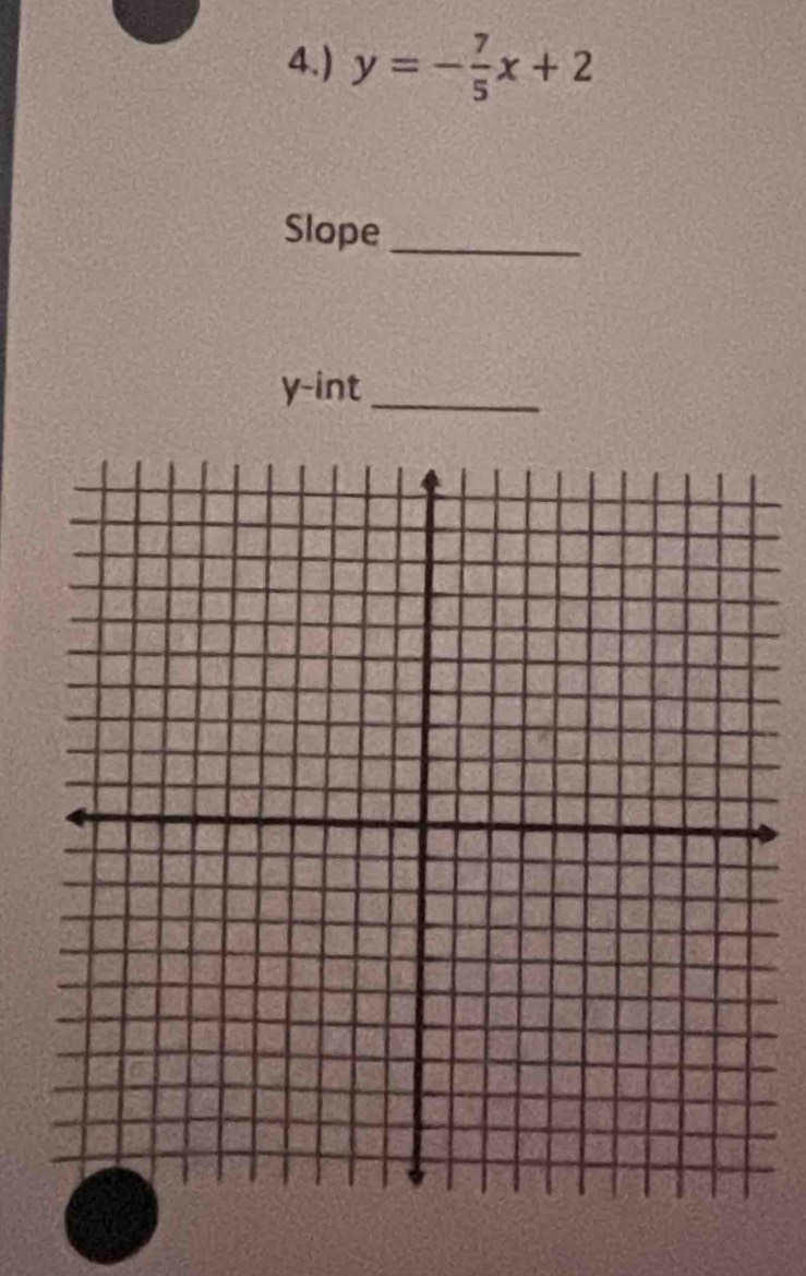 4.) y=- 7/5 x+2
Slope_
y -int_