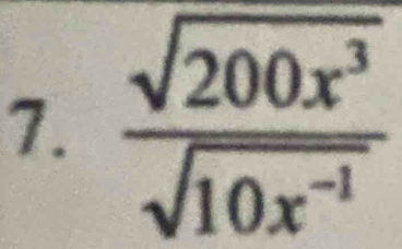  sqrt(200x^3)/sqrt(10x^(-1)) 