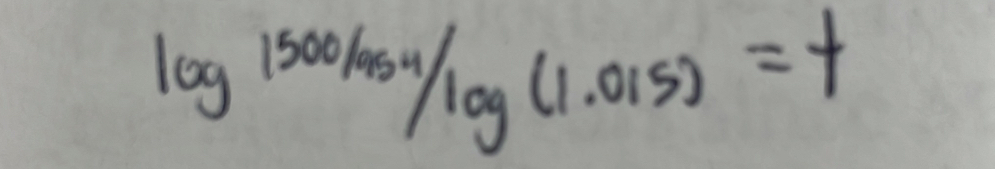 log 1500/454/log (1.015)=t