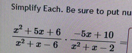 Simplify Each. Be sure to put nu