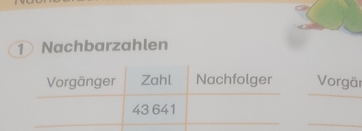 ① Nachbarzahlen 
Vorgär