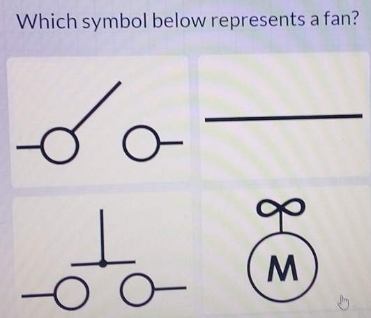 Which symbol below represents a fan?
M