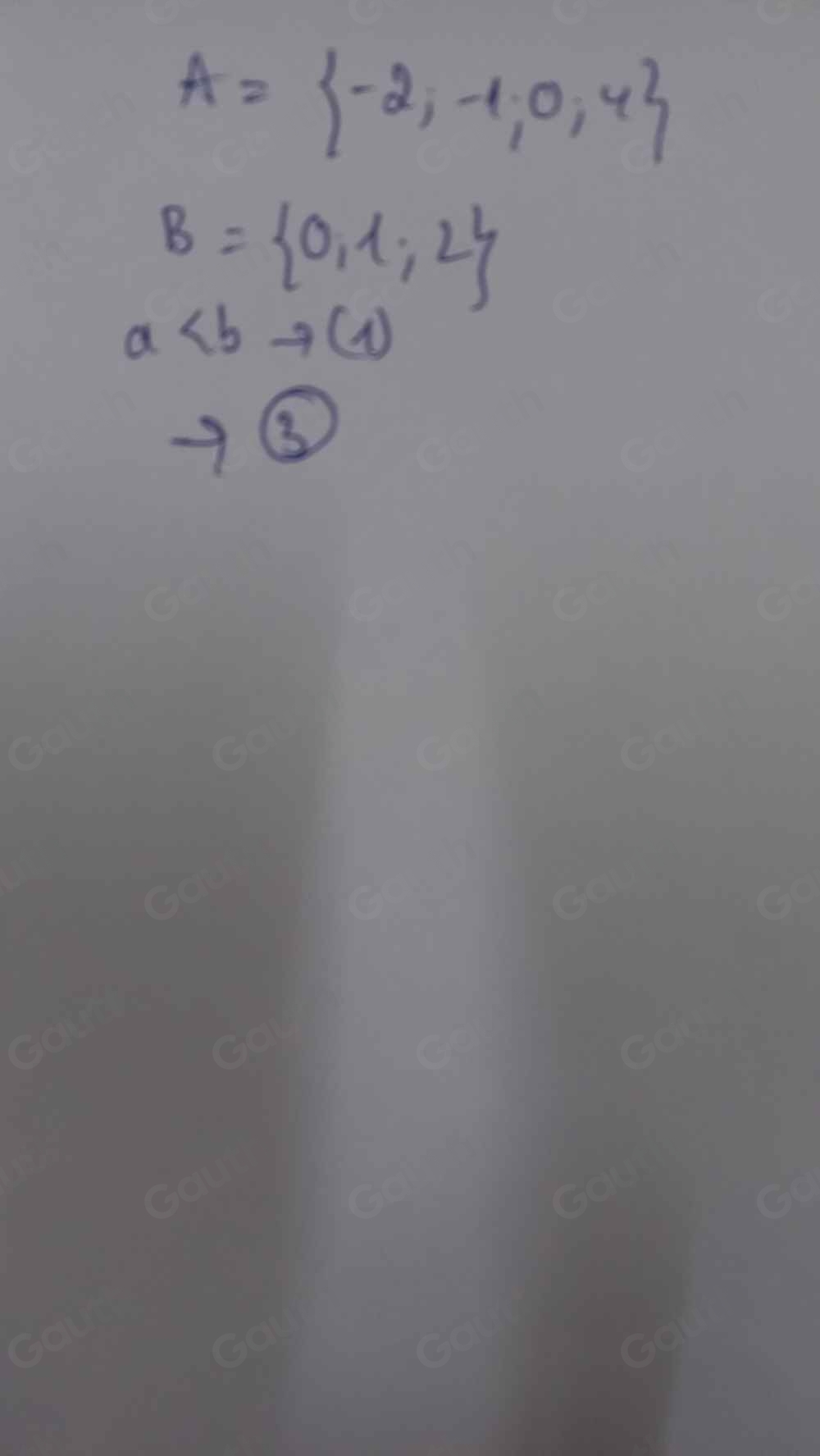 A= -2,-1,0,4
B= 0,1,2
a