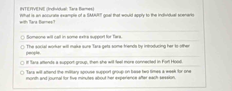Solved: INTERVENE (Individual: Tara Barnes) What is an accurate example ...