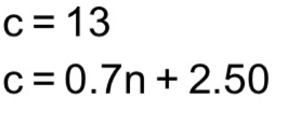 c=13
c=0.7n+2.50