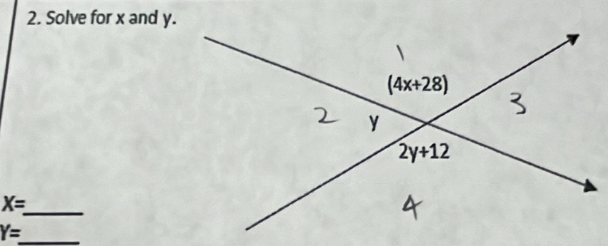 Solve for x and y.
_ X=
_ Y=