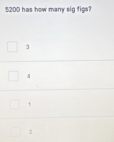5200 has how many sig figs?
3
4
1
2