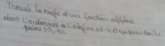 Thoule Sarigle dhme forction aggine 
dont Lordonmoe a Loinime sor-y et cuipamo cans 
point (-5,-9)