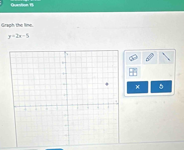 Graph the line.
y=2x-5
x
×