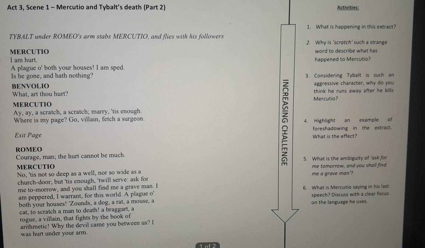 Solved: Act 3, Scene 1 - Mercutio and Tybalt’s death (Part 2 ...