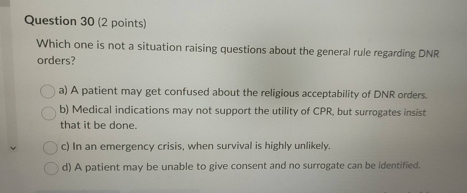 Solved: Which one is not a situation raising questions about the ...