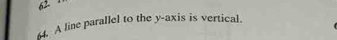 A line parallel to the y-axis is vertical.