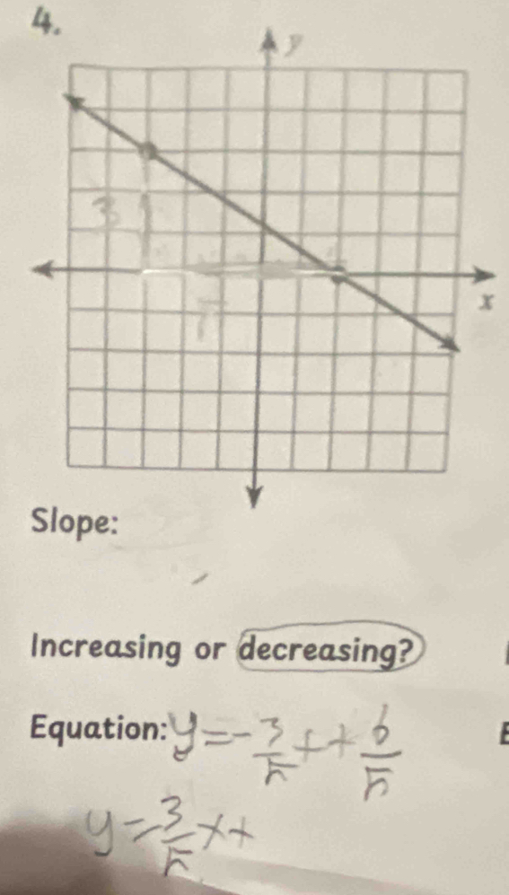 x
Increasing or decreasing? 
Equation: