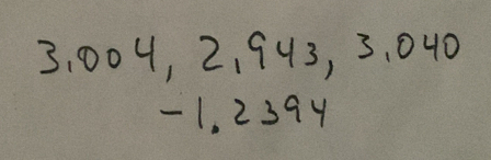 3: 004, 2, 943, 3, 040
-1. 239y