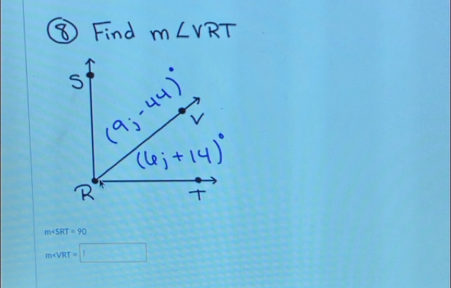 m∠ SRT=90
m∠ VRT=□