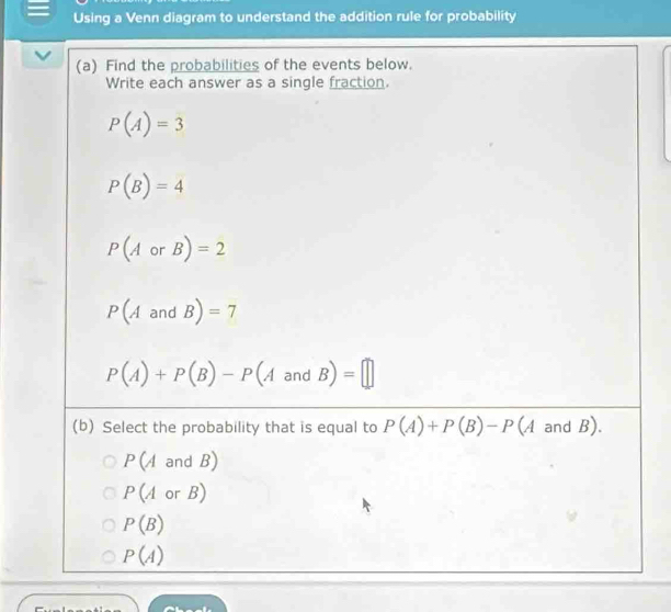 Solved: Using a Venn diagram to understand the addition rule for ...