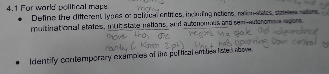 Solved: 4.1 For world political maps: Define the different types of ...