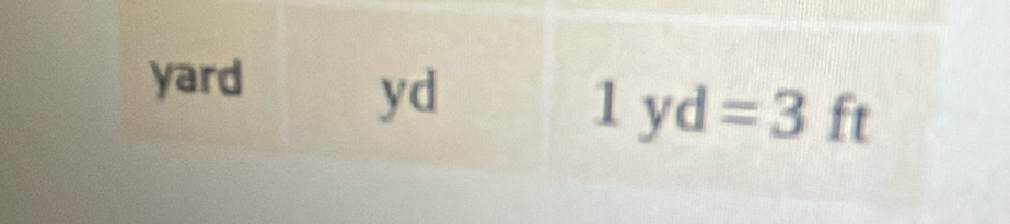 yard
yd
1yd=3ft