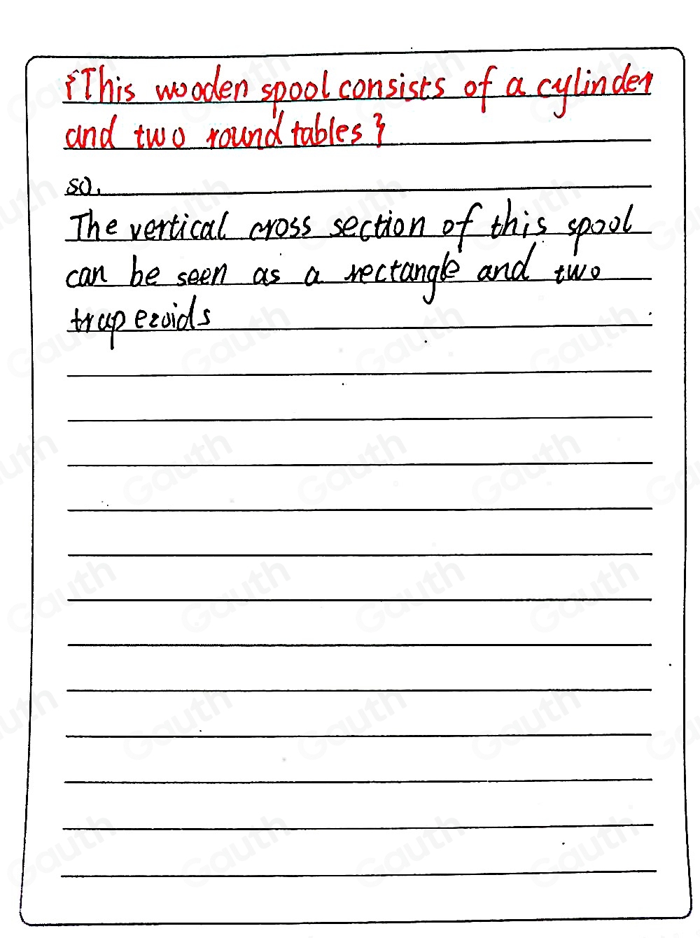 Solved: Look at the wooden spool below. If a vertical cross-section ...