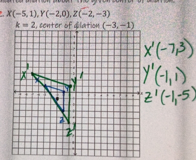 X(-5,1),Y(-2,0),Z(-2,-3)