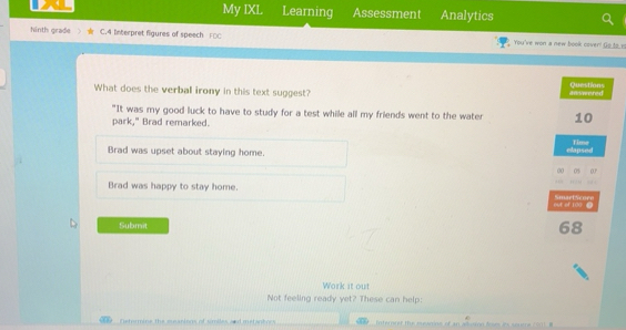 Solved: My IXL Learning Assessment Analytics hinth grade C.4 Interpret ...