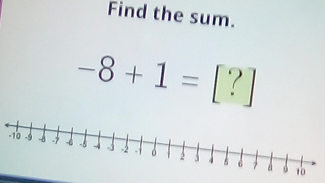 Find the sum.
-8+1=