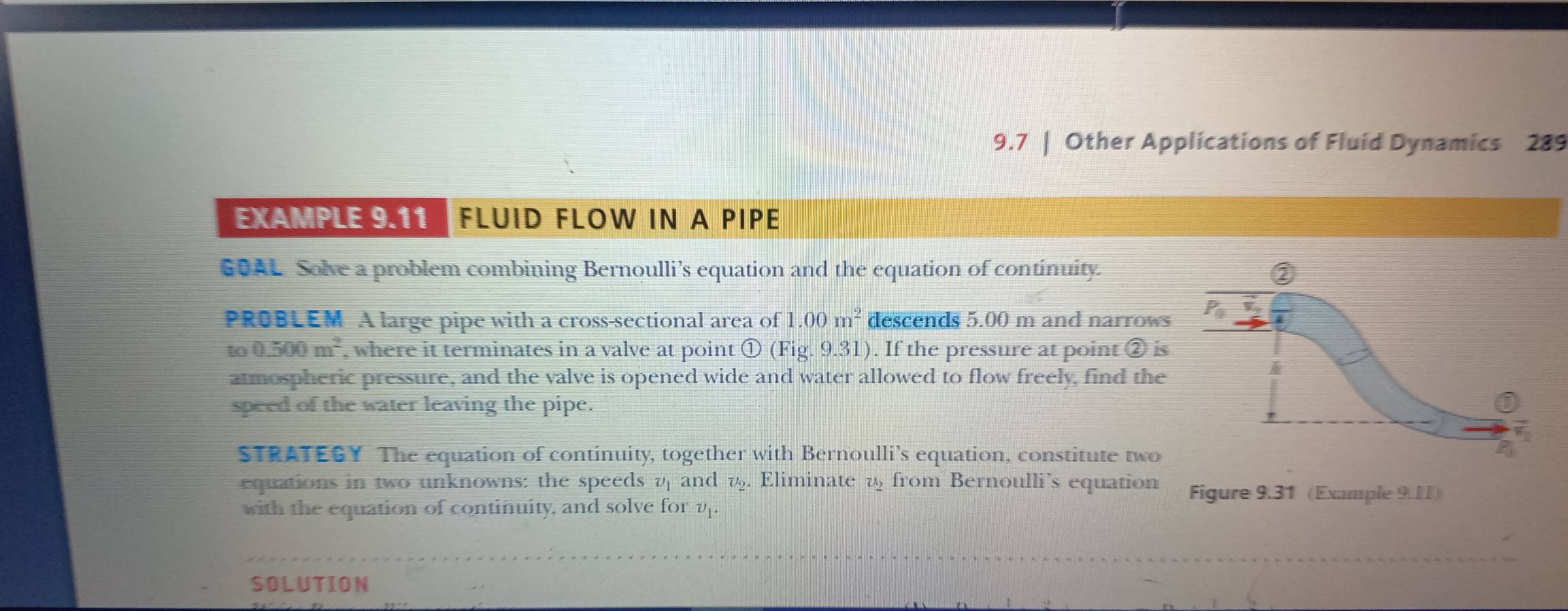 Solved: 9.7 | Other Applications of Fluid Dynamics 289 EXAMPLE 9.11 ...