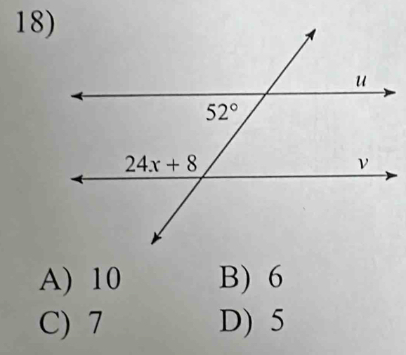 A) 10 B) 6
C) 7 D) 5