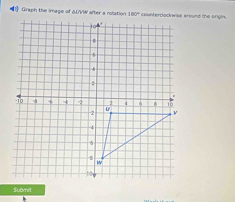 Graph the image of △ UVW
Submit