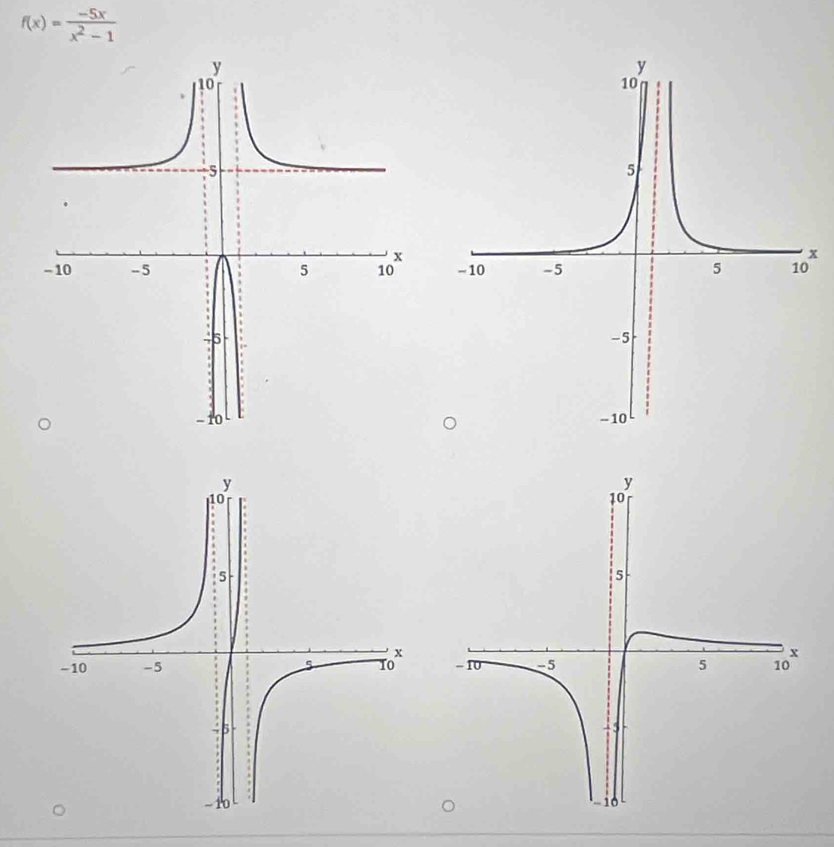 f(x)= (-5x)/x^2-1 
~