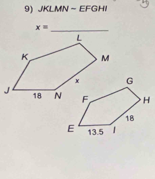 JKLMN ~ EFGHI
x= _