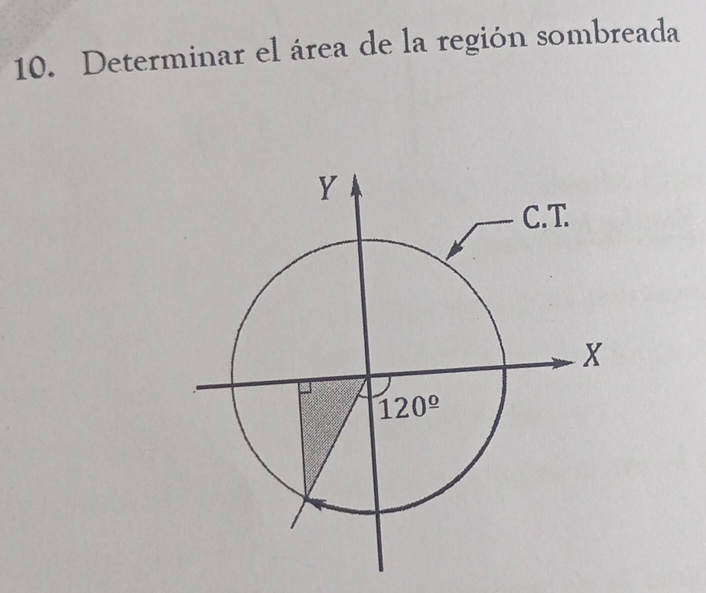 Determinar el área de la región sombreada