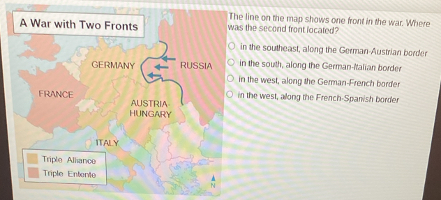 Solved: The line on the map shows one front in the war. Where A War ...