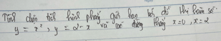 ning clun ti hine phan gu hag bì dó thi Dain so
y=x^2, y=2-x va can dung thang x=U, x=2