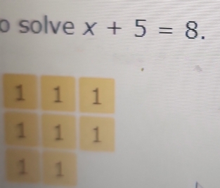 solve x+5=8.