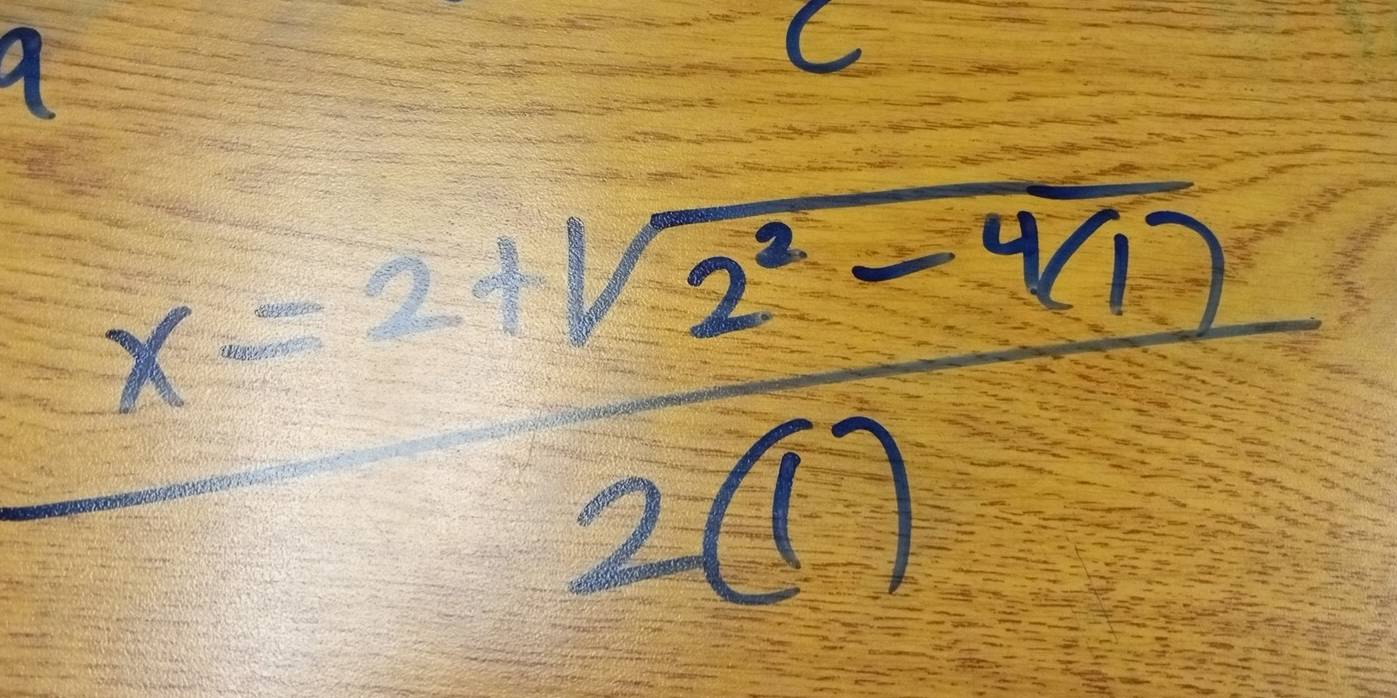 x= (sqrt(2^2-4(1)))/2(1) 