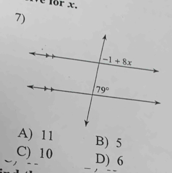 A) 11 B) 5
C) 10 D) 6