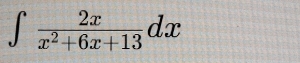 ∈t  2x/x^2+6x+13 dx